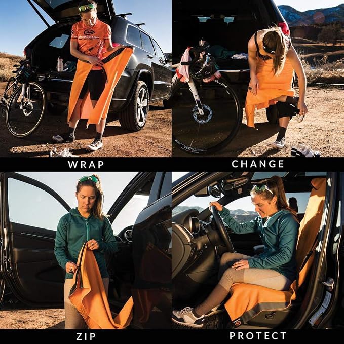 Transition & Seat Wrap V2.0 Orange Car Seat Cover Towel | Sweat-proof car seat cover, changing kilt, quick-dry towel, secure wrap for athletes - Image 6