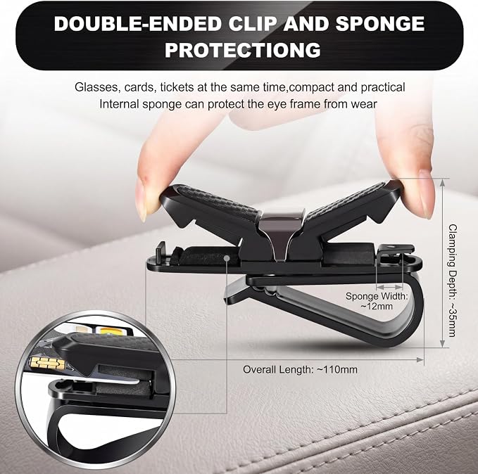Boao 4 Pack Sunglasses Holder Car Visor Clip,Black | Double-ended Design for Glasses and Tickets, 180 Degree Rotational Mount, Fits Sun Visors, Keeps Eyewear Accessible - Image 3