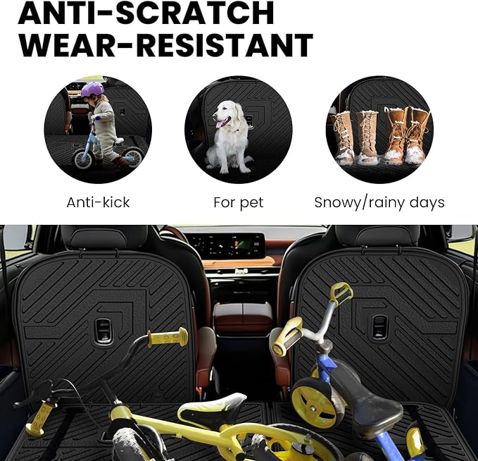 LASFIT Kick Mats for Kia Telluride 7-Seat 2027 (Not Fit 8-Seat) | 2nd Row Captain Chair Seat Back Cover Protectors, All Weather TPE Waterproof Rear Backrest Liner - Image 7