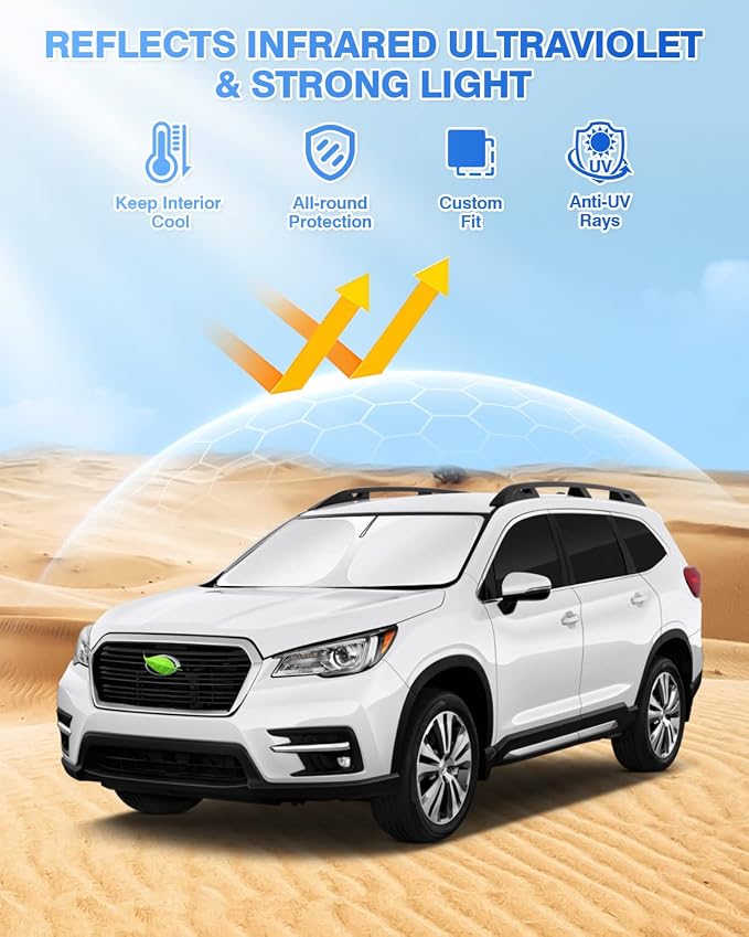 Canvcle Sunshades for 2019-2025 2026 Subaru Ascent Touring Accessories Windshield Sun Shade Side Rear Window Shade Cover Sun Visor Privacy Protection Keep Vehicle Cool Black 8PCS - Image 2