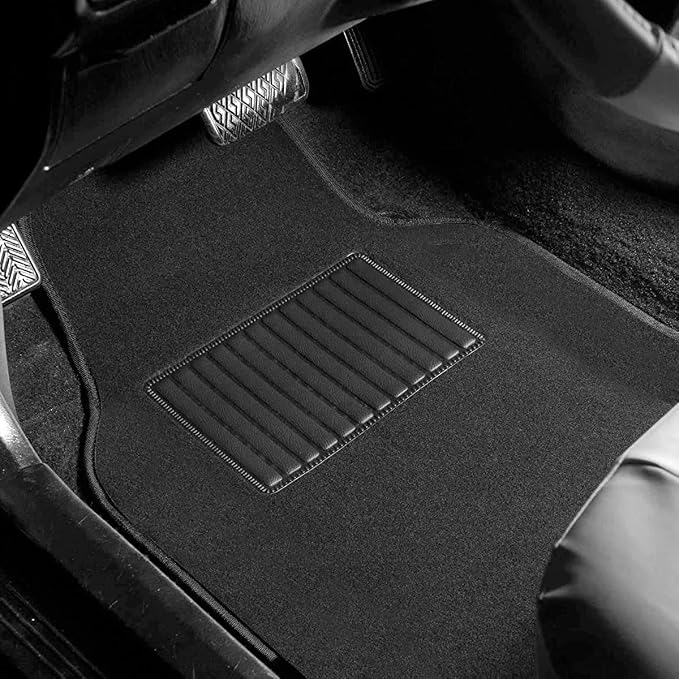 VaygWay Carpet Floor Mat for Car – Premium Quality 4 Piece Heavy Duty Set – Automotive Universal Fit Floor Mats for Cars, SUV, Truck w/Safety Heel Pad –Classic Black All Weather Rugs - Image 6