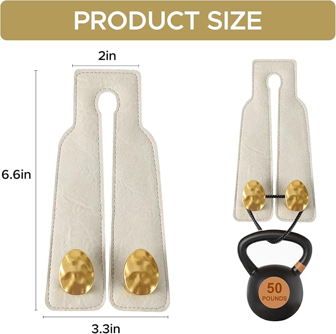 Leather Car Purse Hook for Headrest, 4 Pack (White-Gold) | Twin Hooks Headrest Hangers, 2/4 Pack, No-Slip, Scratch-Proof, Holds Purses, Backpacks, Grocery Bags, Car Organizer Gift - Image 2