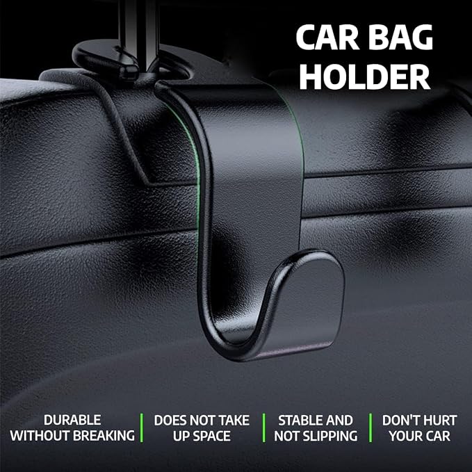 Car Seat Headrest Hook 4 Pack Hanger Storage Organizer Universal for Handbag Purse Coat fit Universal Vehicle Car Black S Type - Image 2
