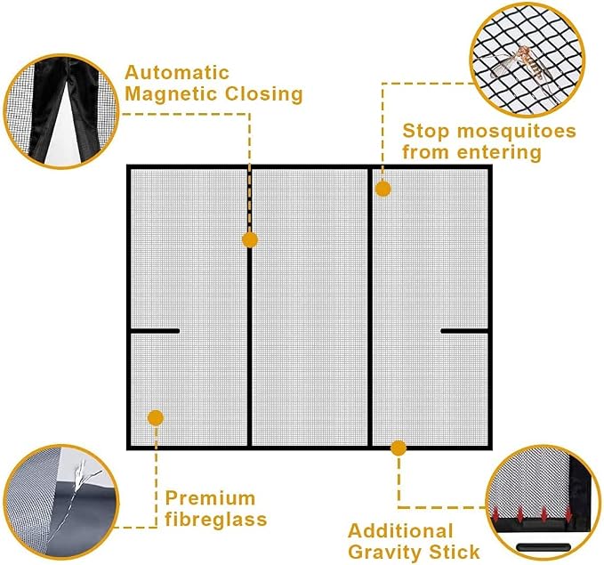Magnetic Door Screen Fit Door Size 72 x 80 Inch, Sunmoxia Durable Reinforced Fiberglass Mesh Curtain, Heavy Duty Screen Door with Full Frame Hook & Loop for Sliding Doors,Patio - Image 4