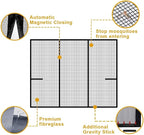 Magnetic Door Screen Fit Door Size 72 x 80 Inch, Sunmoxia Durable Reinforced Fiberglass Mesh Curtain, Heavy Duty Screen Door with Full Frame Hook & Loop for Sliding Doors,Patio - Image 4