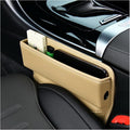 Ziciner Car Seat Gap Organizer, Premium Leather Auto Seat Storage Box, Vehicle Adjustable Front Seat Gap Filler, Car Seat Side Pocket Organizer for Phones, Glasses, Keys, Money, Cards (Beige) by Ziciner