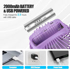Portable Clip Fan Battery Operated,3 Speeds USB Rechargeable Mini Table Fan with Strong Airflow,360°Rotation Ultra Quiet Personal Desk Fan for Home Office Bedroom Dorm Stroller Camping(Purple) - Image 3