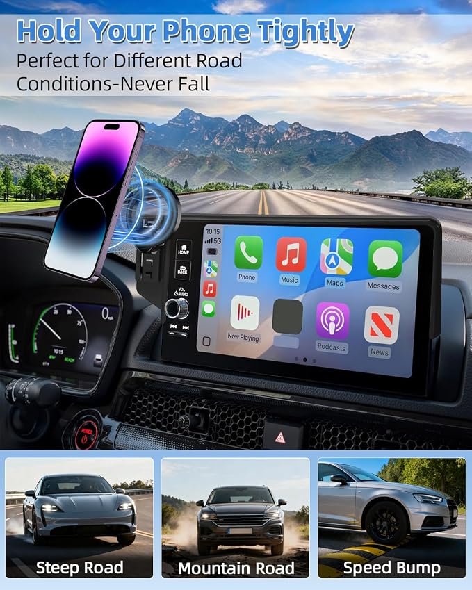 PZK Car Phone Holder for Toyota Prius 2023-2025 2026 Accessories 12.3-Inch | Strong Magnetic Compatible with MagSafe Screen Phone Mount Fixed Clip with Sunglasses Storage Box 360° Rotation Hands Free - Image 9