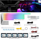 Acrylic Interior Car LED Strip Light with Wireless APP, Dreamcolor RGB 10 in 1 with 175 inches 600 LEDs Fiber Optic Car Ambient Lighting Kits, Dual Zone Sound Active Function LED Strip for Car - Image 2