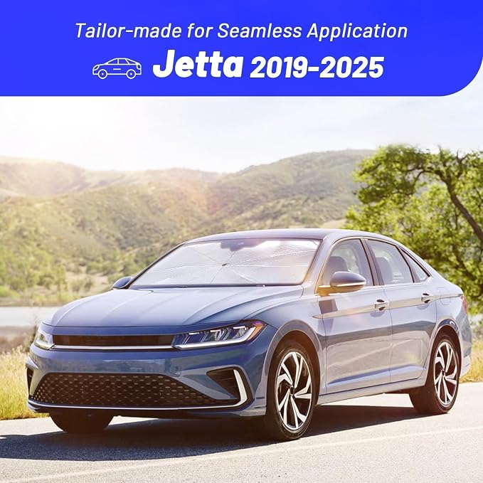 Windshield Sun Shade Umbrella for Volkswagen Jetta 2019-2025 Front Window | Foldable Sunshade with 360° Rotating Shaft, Custom Fit Car Shades for Jetta Accessories with UV & Heat Protection - Image 3