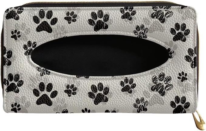 Biyejit Car Tissue Holder, Dog Paw Print Car Visor Tissue Holder for Car PU Leather Tissue Box Holder for Car Sun Visor & Seat Back by Biyejit