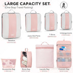 OlarHike 8 Set Compression Packing Cubes for Travel Essentials,Compressible Expandable Space Saver Bags for Organizing Clothes,Luggage Suitcase Garment Bags with Over 1000 pcs Mesh Holes(Pink) - Image 2