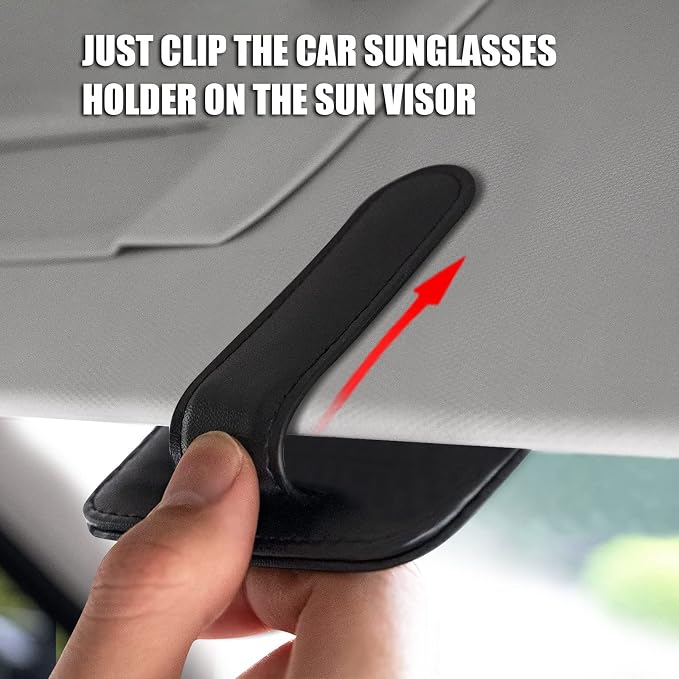 2 Pack Leather Car Visor Sunglass Holder, Magnetic Leather Glasses Eyeglass Hanger Clip for Car, Sunglass Clip Glasses Holder for Car Visor（Black） | Leather Glasses Eyeglass Hanger Clip for Car, Sunglass Clip Glasses Holder for Car Visor - Image 4