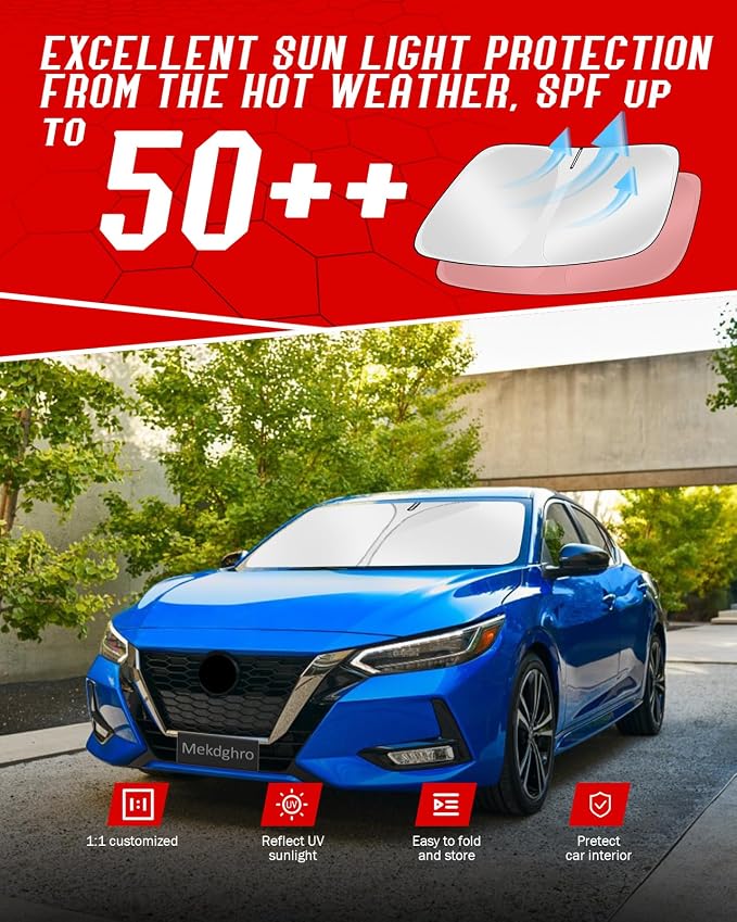 Custom Fit Windshield Sun Shade for Ni-ss-an Sentra 2020-2025 2026 | Foldable, Easy to Install & Store, Full Coverage, 210T Reflective Fabric, Blocks 99% of UV Rays - Image 7
