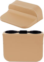 Cup Holder for Car, Console Side Pocket, PU Leather, XBD Beige | Car Seat Gap Filler Organizer, Easy Install, Universal Fits, Car Coin Cellphone Holder, Auto Front Seat Cup Holder - Image 4