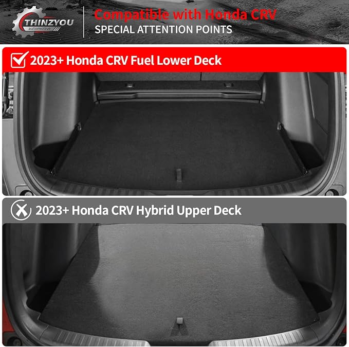 Floor Mats Set for 2023 2024 2025 2026 Honda CRV Gas | with Lower Deck Non-Hybrid Trunk Mat Cargo Mat Liner TPE All Weather Back Seat Cover 2024 CR-V Accessories - Image 7