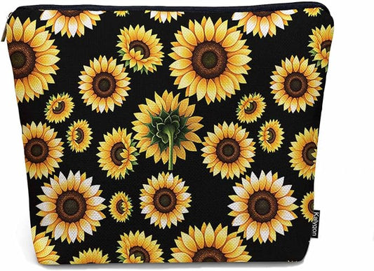 Sunflower Cosmetic Bags For Women, Blossom Sunflowers Yellow Roomy Makeup Bag Toiletry Bag Accessories Organizer Storage Bags Makeup Pouch For Travel Business Gym Camping Bathroom by Unknown