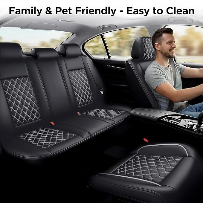 for Subaru WRX 2015-2025 2026 Car Seat Covers, Full Set, Whiteline | Luxury Full Coverage Leather Seat Protectors, Waterproof Breathable, Non-Slip, Easy to Install, Airbag Compatible, All-Season - Image 2
