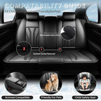 Fit bZ4X Premium Leather Car Seat Covers for Toyota bZ4X 2023-2025 2026 - Waterproof，Breathable，All-Weather Seat Cushion Protecto & Airbag Compatible, Full Set All Black - Image 3