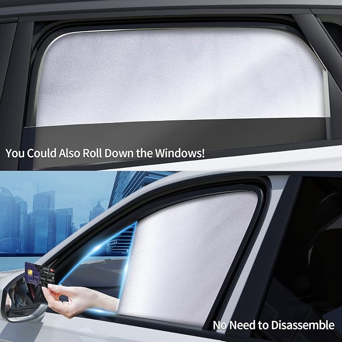 Aokway Magnetic Side Window Sun Shade -100% Block Light Car Window Shades - Car Privacy Curtains Universal Fit for Baby Naps, and Camping with UV Protection (Blue, Rear 2pcs) - Image 7
