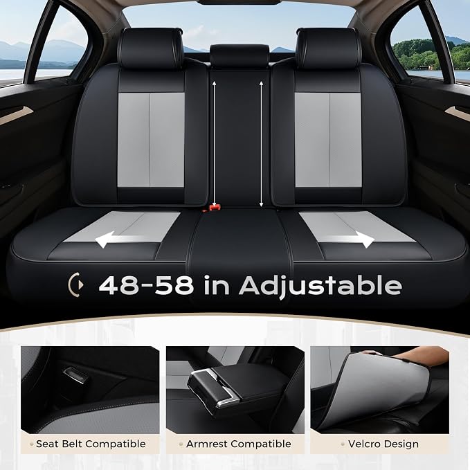 Coverado Car Seat Covers, Seat Covers for Cars, Waterproof Leather Auto Seat Protectors, Leather Car Seat Cushion, Car Interiors Accessories Universal Fit for Most Cars - Image 6
