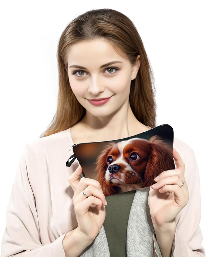 Cavalier King Charles Spaniel Animal Print Women's Cosmetic Bag Makeup Bag Gifts for Dog Lovers - Image 3