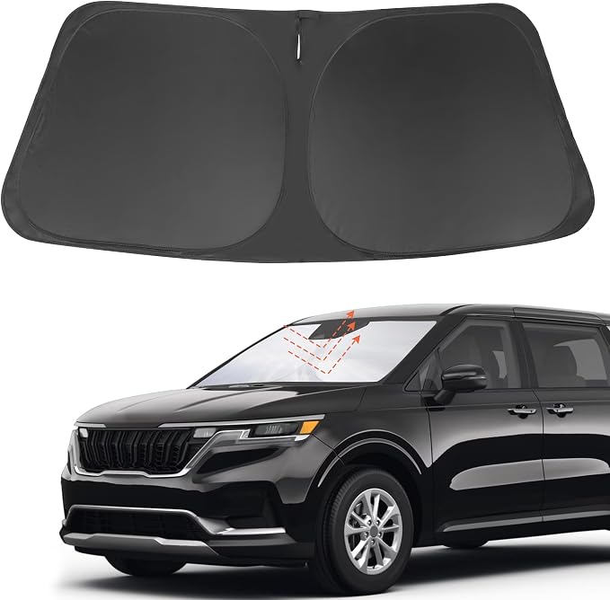 Front Windshield Sun Shade Foldable Car Front Window Sun Shade Windshield Shade Custom Fit for Kia Carnival 2022-2026 Block UV Rays Car Accessories Heat Keep Cooler by FannycCargoCover