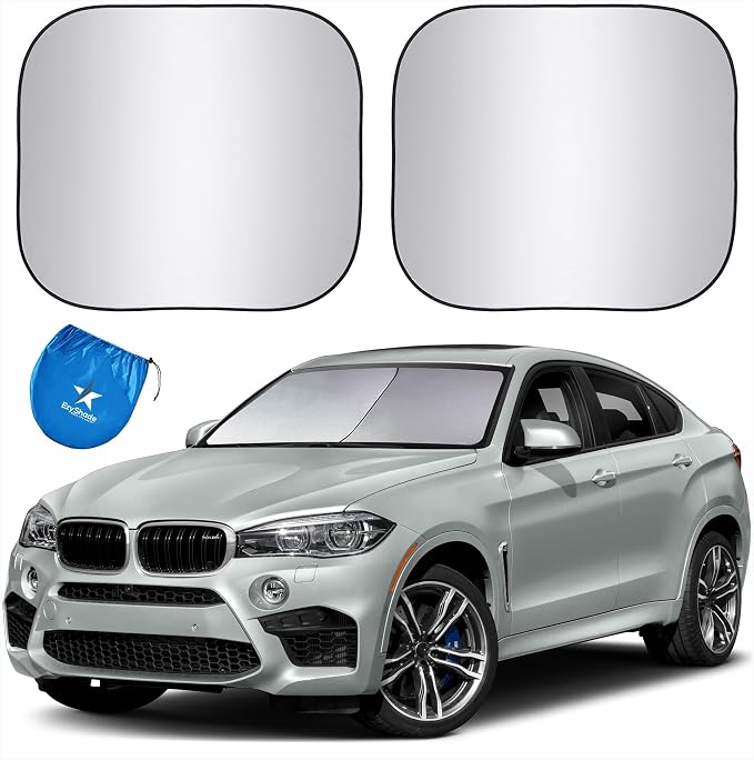 EzyShade Car Windshield Sun Shade. See Vehicle Size-Chart. Medium (M) Size | Foldable 2-Piece Sunshade with Shield-X Reflective Technology. Sun Visor for SUV, Truck, Car Front Windshield. See Size Chart by EzyShade