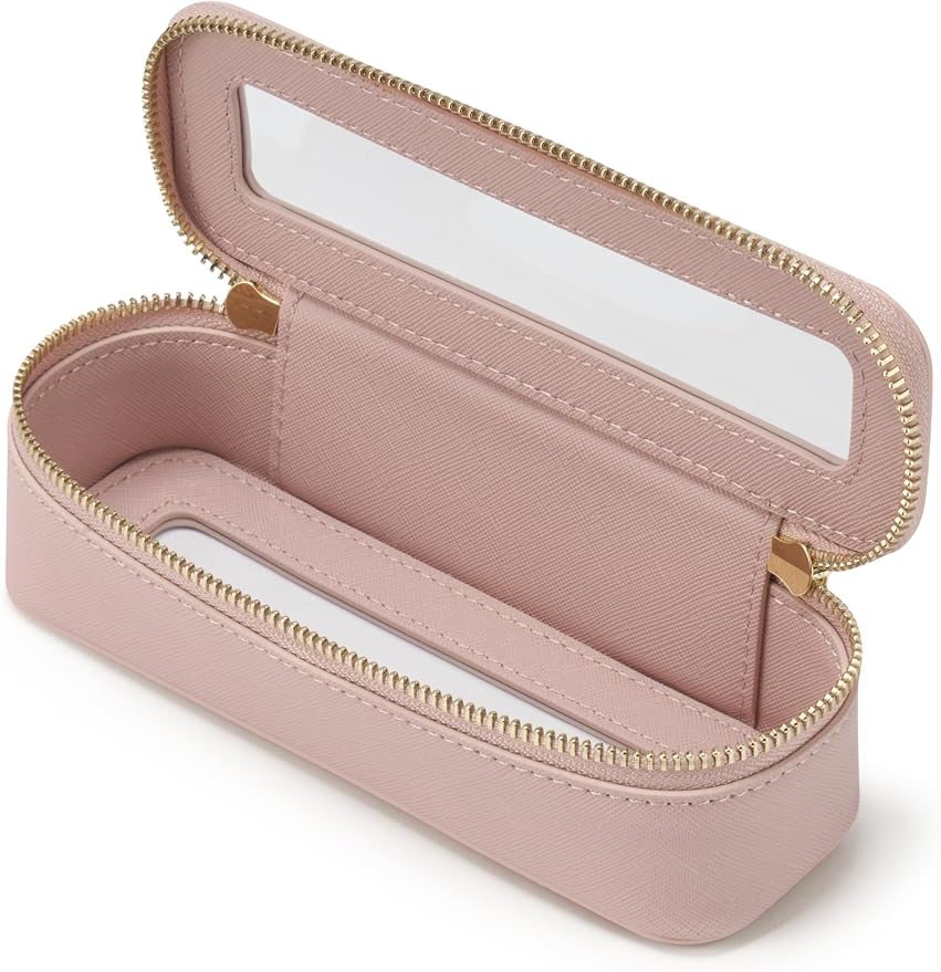 Makeup Brush Travel Case Slim Makeup Bag for Women Clear Cosmetic Bag Cute Makeup Case Pink Toiletry Bag for Traveling Transparent Car Makeup Bag Aesthetic Makeup Brush Bag by POPVIBE