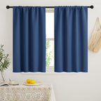 RYB HOME Short Blackout Curtains for Bedroom, Room Darkening Insulated | Rod Pocket, Summer Heat Light UV Blocking, Energy Saving, Drapes for Nursery, W34 x L45, Navy Blue, 2 Panels by RYBHOME