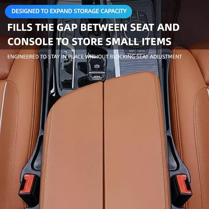 2 Pack Car Seat Gap Organizer, Seat Gap Filler Plug for Cars, SUVs & Trucks – Prevents Lost Items, Great for Rideshare, Daily Commute & Long Trips, Universal Fit PU Leather, Black - Image 5