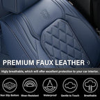 Coverado Car Seat Covers, Front Seat Cover, 2 Pack Luxury Faux Leather Seat Covers for Cars, Waterproof Car Seat Protector, Blue Car Seat Cover, Universal Car Seat Protectors Fit for Most Cars - Image 4