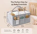 SHAROM Diaper Caddy Organizer for Baby, Portable Diaper Caddy Basket, Felt Baby Diaper Caddy & Baby Caddy Organizer, Caddy for Baby Stuff, Diaper Organizer for Changing Table, Car & Nursery, Gray - Image 2