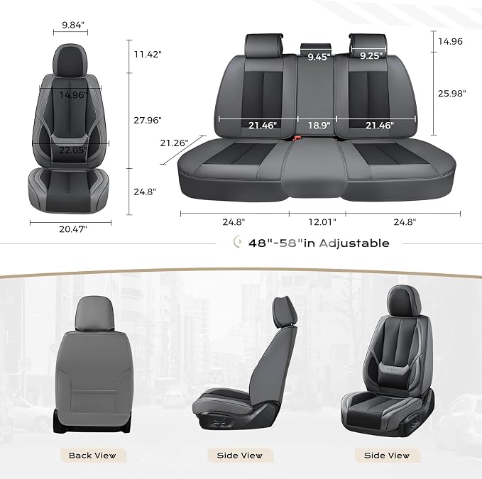 Coverado Car Seat Covers Full Set, Car Seat Protector Waterproof, Nappa Leather Car Seat Cushion, Seat Covers for Cars, Front Seats and Back Universal Fit for Most Cars - Image 6