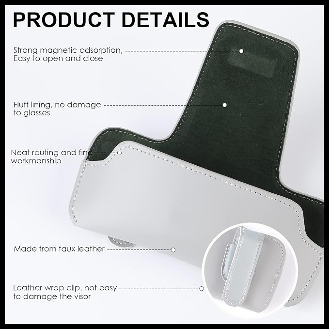 Sunglass Holder for Car Visor, Car Sunglasses Holder Leather, Eyeglasses Holder Glasses Storage Case Visor Accessories - Image 8