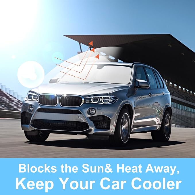 Front Windshield Sun Shade Foldable Car Front Window Sun Shade Windshield Shade Custom Fit for 2014-2018 BMW X5 Block UV Rays Heat Keep Car Cooler - Image 6