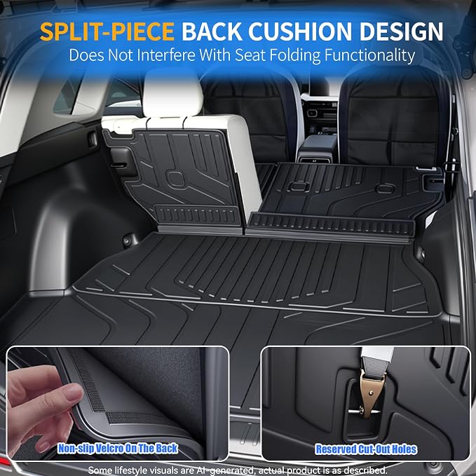 GYGY Cargo Mat Trunk Liner with Backrest Mats Fit for 2026 Toyota RAV4 PHEV (Integrated One-Piece Design, Not for Gas/HEV), All Weather Waterproof TPE Rear Cargo Tray - Image 7