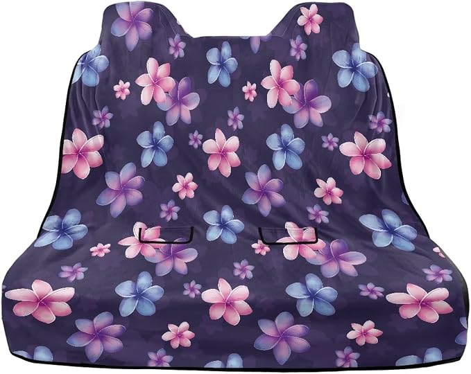 Colorful Plumeria Flower Pattern Dog Car Seat Cover Non-Slip Back Bench Protector for SUV Car Truck, Waterproof Back Seat Covers Sweat-Absorbent Auto Interior Accessories - Image 2