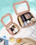 KOTORA Sunscreen Bag Clear Makeup Set,Portable Travel Toiletry Pouch Beach Vacation Essentials for Women, Vegan Leather Cosmetic Pouch Car Essentials Pink Car Accessories for Girls (Nude Pink) T - Image 7
