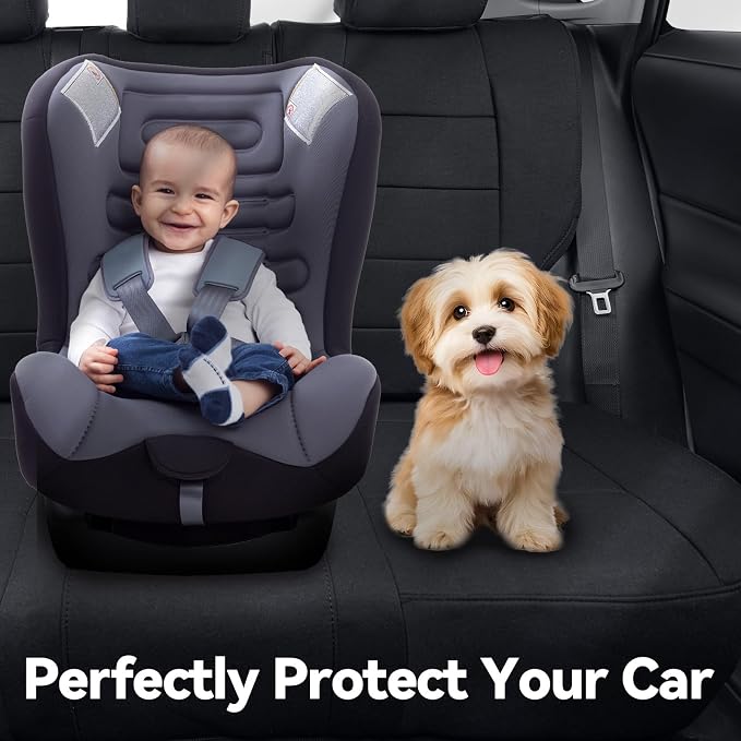 coverdream Forester Car Seat Covers Custom Fit for 2009-2013 Subaru Forester Seat Covers,Rear Seat W/Cup Holder,Full Coverage Polyester Seat Protector(Full Set,Black) - Image 3