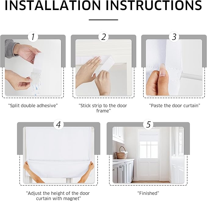 NICETOWN Pure White Magnetic Blacktout Door Curtain for French Window | Room Darkening, Thermal Insulated, Temporary, Roman Roll Up Shade for Glass, Front Back Kitchen Window, 1 Panel, W30 x L72 - Image 2