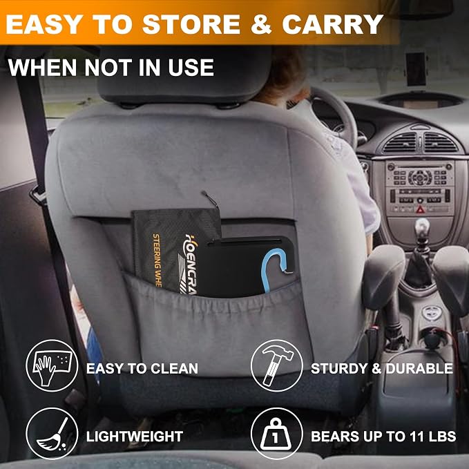 2 in 1 Car Steering Wheel Desk - Tray for Laptop Car Mount with Pen Holder, Car Food Tray with Anti-Slip Silicone Ring for Eating & Work - Portable Bag Included - Image 7