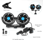 12V Car Clip Fans, Adjustable Dual Head Clip Fan 360° Rotatable Cooling Air Fan, 4'' Electric Auto Car Fans with Cigarette Lighter Plug for Vehicles, RV, SUV - Image 5