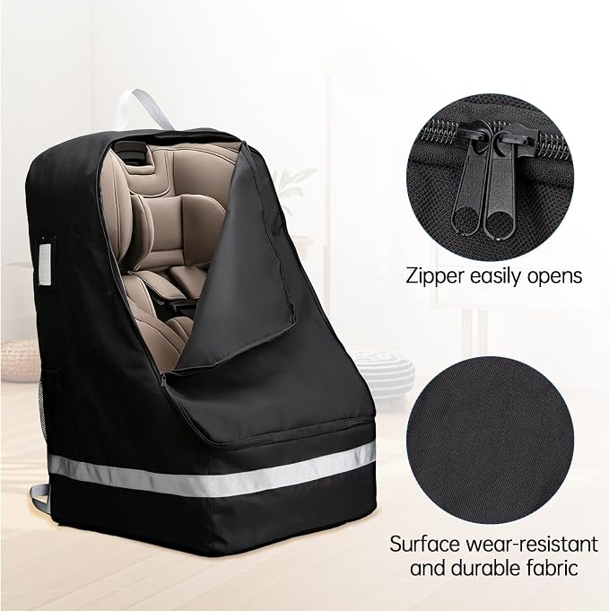 Car Seat Travel Bag Compatible with Nuna, Infant Car Seat Travel Bags for Graco, Large Padded Car Seat Backpack for Airplane, Easy to Store, Black - Image 3