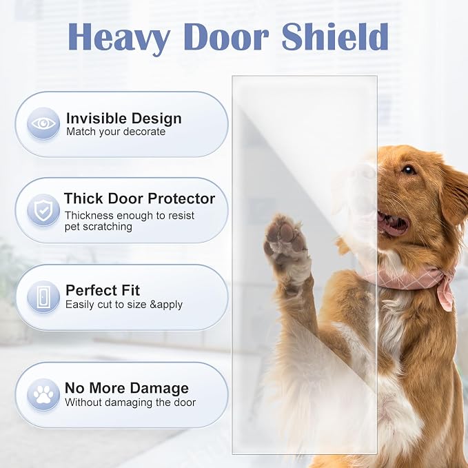 400'' x 8.3'' Door Scratch Protector from Dog Scratching, Anti Scratch Guard Deterrent Tape, Ultra Durable Pad for Cats Dogs, Door Frame Protector for Screen Door, Window, Wall, Chari Leg - Image 2