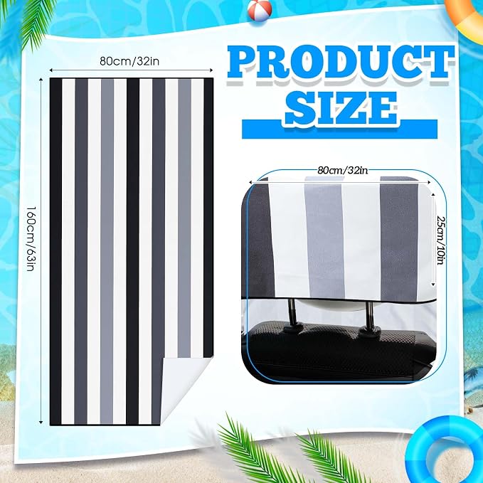 2 Pack Car Seat Towel Cover with Storage Bag, Black Vertical Stripes | 63 x 32 in Car Towel Seat Cover Non Slip Waterproof, Gym Workout Swimming Running, Machine Washable Sweat Absorbent Protector - Image 2