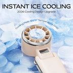 SHEWIND Portable Handheld Fan with Ice Cooling - 5 Gear High Speed Personal Turbo Fan Rechargeable, Up to 11 Hrs, Mini Hand Fans for Travel Essentials, Beach Vacation, Gifts for Women, Men (Cream) - Image 4