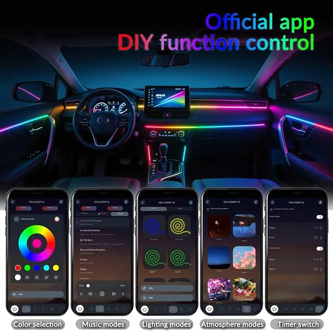Interior Car Strip Lights Dreamcolor Acrylic Car Decorative Lights with APP Control Multicolor Internal Lighting Kit Music&DIY Function Ambient Fiber Optic Strip LEDs (Dreamcolor 18-1) - Image 7