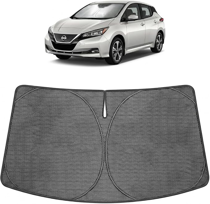 Proadsy Custom Fit 2018 Nissan Leaf Windshield Sun Shade, Blocks Heat | Ice Crystal Micro-Refraction Blocks 99% UV, Drops Cabin Temp 54°F. Foldable Full Coverage for Summer Parking/Camping Privacy by Proadsy