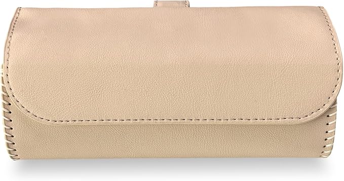 Sunglasses Holder for Car Visor, Auto Sunshade Eyeglasses Storage Case with Hidden Magnetic Closure, PU Leather Sunglass Protective Box for Most Vehicles Sun Visors (Beige) by Pxobiug